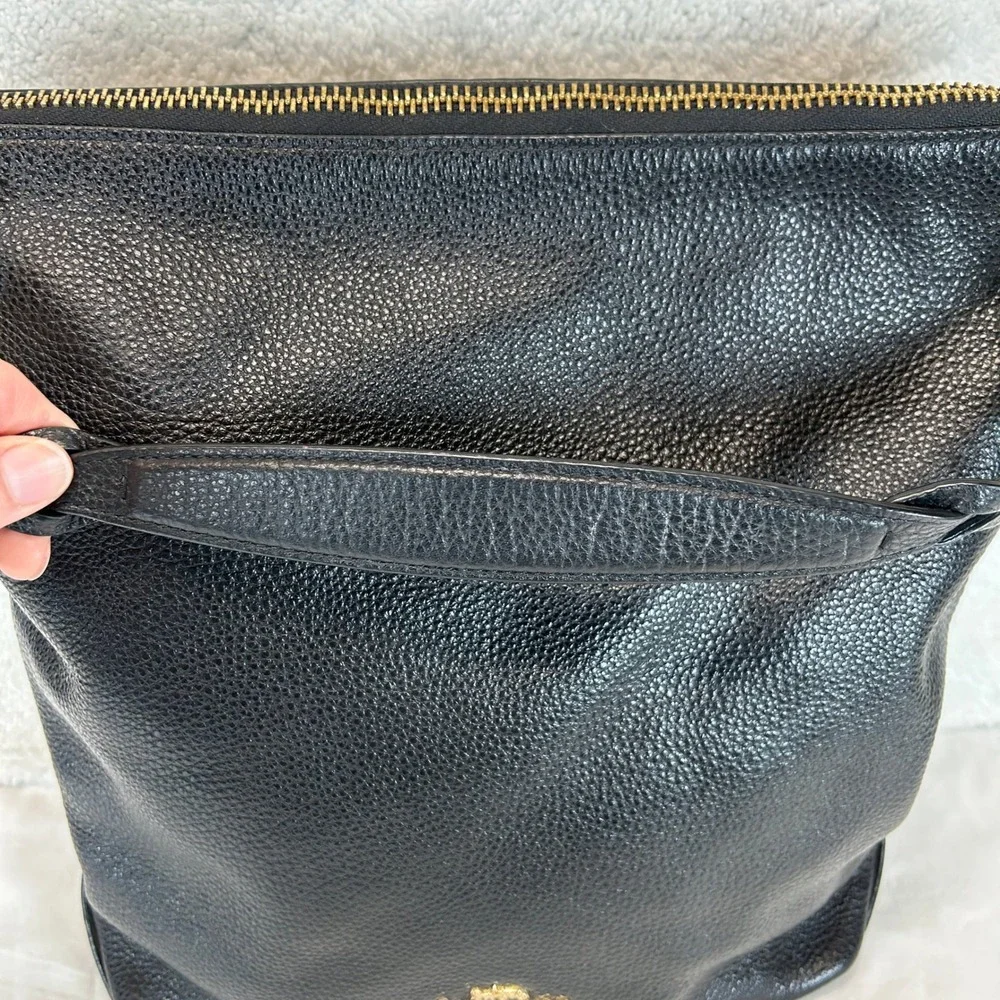 Coach Abbey Duffle Black Pebbled Leather Shoulder Crossbody Bag F31507 Gold Logo